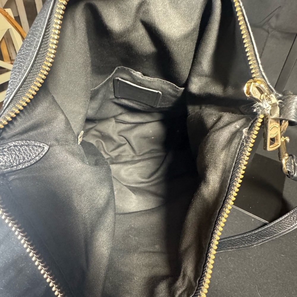 Coach Black Leather Shoulder Bag with Gold Accents - Picture 11 of 12